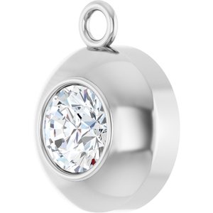 14K White Gold 4 mm Round 1/4 CT Lab-Grown Diamond Bezel-Set Dangle