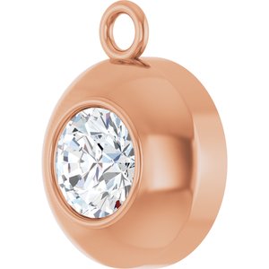 14K Rose Gold 4 mm Round 1/4 CT Natural Diamond Bezel-Set Dangle