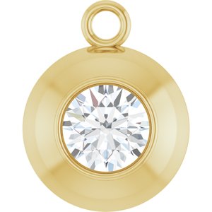 14K Yellow Gold 4 mm Round 1/4 CT Natural Diamond Bezel-Set Dangle