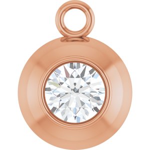 14K Rose Gold 3.5 mm Round 1/6 CT Natural Diamond Bezel-Set Dangle