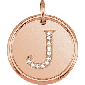 14K Rose Gold .06 CTW Natural Diamond Posh Mommy® Initial J Pendant