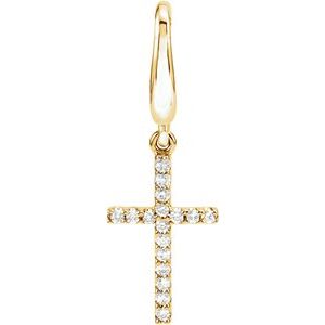 14K Yellow Gold .08 CTW Natural Diamond Cross Charm/Pendant