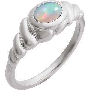 14K White Gold Natural Ethiopian Opal Ring