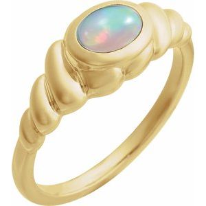 14K Yellow Gold Natural Ethiopian Opal Ring