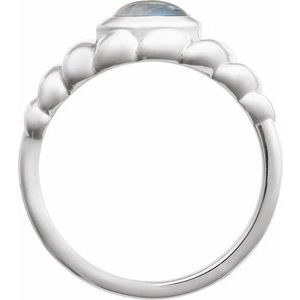 Sterling Silver Natural Rainbow Moonstone Ring