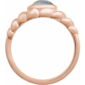 14K Rose Gold Natural Rainbow Moonstone Ring