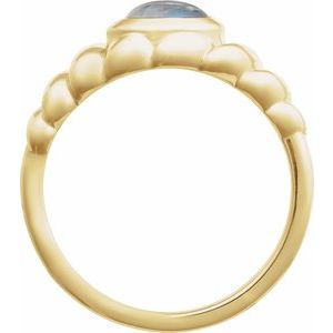 14K Yellow Gold Natural Rainbow Moonstone Ring