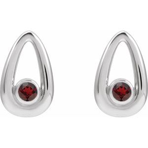 14K White Gold Natural Mozambique Garnet Geometric Earrings – image 2