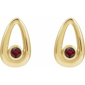 14K Yellow Gold Natural Mozambique Garnet Geometric Earrings – image 2