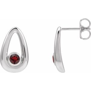 Platinum Natural Mozambique Garnet Geometric Earrings