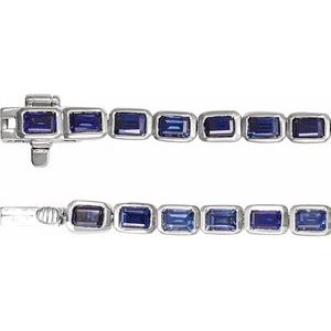 14K White Gold Lab-Grown Blue Sapphire Line 7" Bracelet – image 3