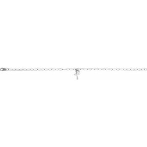 14K White Gold .03 CTW Natural Diamond Cross Charm 7" Bracelet – image 3