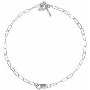 14K White Gold .03 CTW Natural Diamond Cross Charm 7" Bracelet