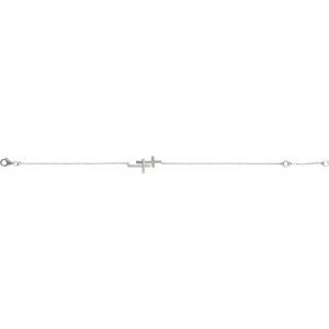 14K White Gold 1/5 CTW Natural Diamond Double Sideways Cross 7-8" Bracelet