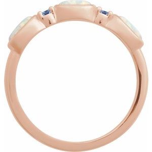 14K Rose Gold Lab-Grown White Opal & Natural Tanzanite Stackable Ring