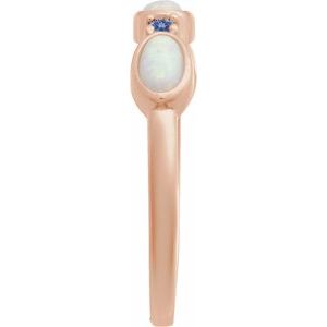 14K Rose Gold Lab-Grown White Opal & Natural Tanzanite Stackable Ring