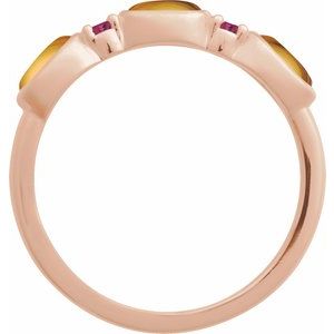 14K Rose Gold Natural Citrine & Natural Pink Tourmaline Stackable Ring