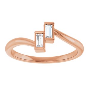 14K Rose Gold 1/8 CTW Natural Diamond Two Stone Ring