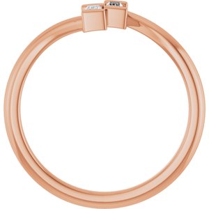 14K Rose Gold 1/8 CTW Natural Diamond Two Stone Ring