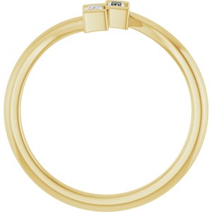 14K Yellow Gold 1/8 CTW Natural Diamond Two Stone Ring
