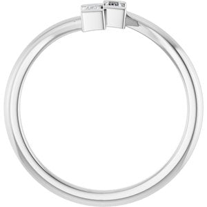14K White Gold 1/8 CTW Natural Diamond Two Stone Ring