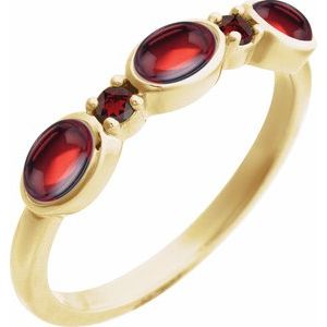 14K Yellow Gold Natural Mozambique Garnet & Natural Mozambique Garnet Stackable Ring