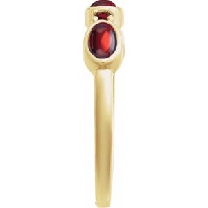 14K Yellow Gold Natural Mozambique Garnet & Natural Mozambique Garnet Stackable Ring