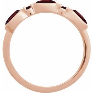 14K Rose Gold Natural Mozambique Garnet & Natural Mozambique Garnet Stackable Ring