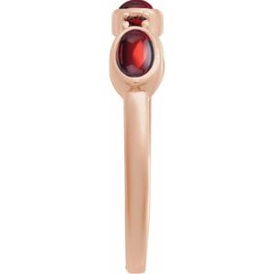 14K Rose Gold Natural Mozambique Garnet & Natural Mozambique Garnet Stackable Ring