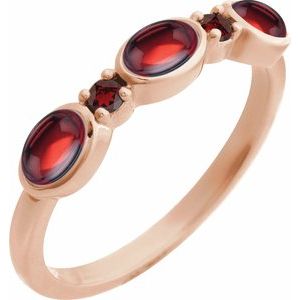 14K Rose Gold Natural Mozambique Garnet & Natural Mozambique Garnet Stackable Ring