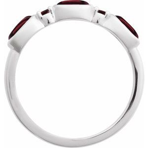 Sterling Silver Natural Mozambique Garnet & Natural Mozambique Garnet Stackable Ring
