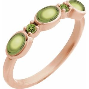 14K Rose Gold Natural Peridot & Natural Peridot Stackable Ring