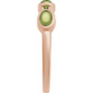 14K Rose Gold Natural Peridot & Natural Peridot Stackable Ring