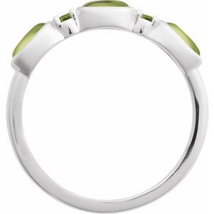 Sterling Silver Natural Peridot & Natural Peridot Stackable Ring