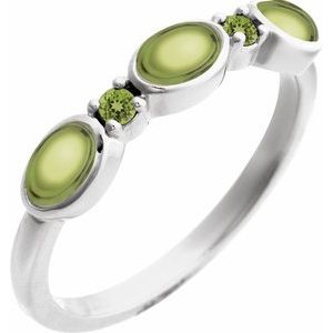 14K White Gold Natural Peridot & Natural Peridot Stackable Ring