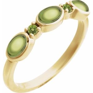 14K Yellow Gold Natural Peridot & Natural Peridot Stackable Ring