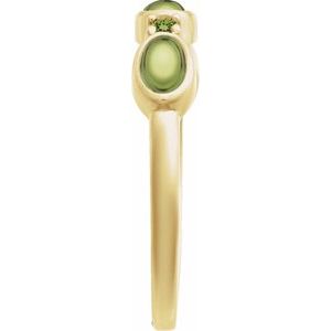 14K Yellow Gold Natural Peridot & Natural Peridot Stackable Ring