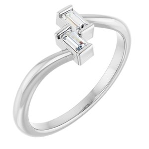 Platinum 1/8 CTW Natural Diamond Two Stone Ring