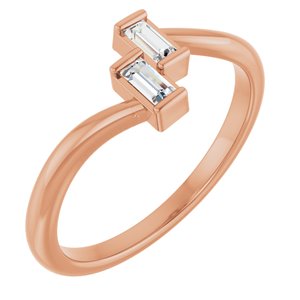 14K Rose Gold 1/8 CTW Natural Diamond Two Stone Ring
