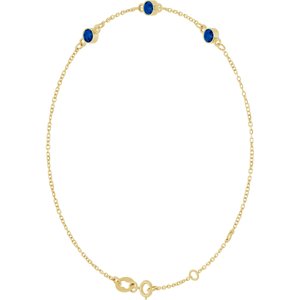 14K Yellow Gold Natural Blue Sapphire Bezel-Set 3-Stone 6 1/2-7 1/2" Bracelet – image 2
