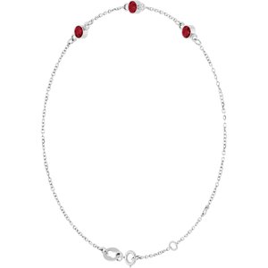 Sterling Silver Natural Ruby Bezel-Set 3-Stone 6 1/2-7 1/2" Bracelet – image 2