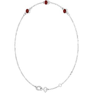 Sterling Silver Natural Mozambique Garnet Bezel-Set 3-Stone 6 1/2-7 1/2" Bracelet – image 2