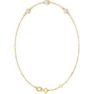 14K Yellow Gold 1/4 CTW Natural Diamond Bezel-Set 3-Stone 6 1/2-7 1/2" Bracelet – image 2