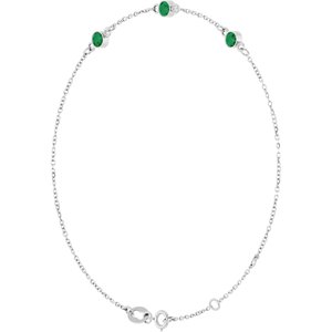 Sterling Silver Lab-Grown Emerald Bezel-Set 3-Stone
6 1/2-7 1/2" Bracelet – image 2