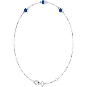 Sterling Silver Natural Blue Sapphire Bezel-Set 3-Stone 6 1/2-7 1/2" Bracelet – image 2