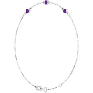 14K White Gold Natural Amethyst Bezel-Set 3-Stone 6 1/2-7 1/2" Bracelet – image 2