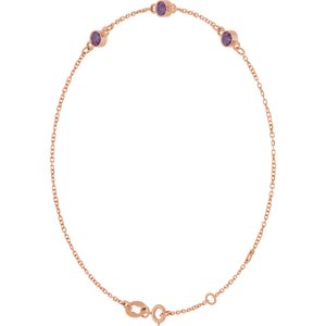 14K Rose Gold Lab-Grown Alexandrite Bezel-Set 3-Stone 6 1/2-7 1/2" Bracelet – image 2