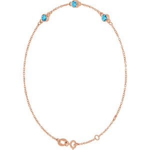 14K Rose Gold Natural Aquamarine Bezel-Set 3-Stone 6 1/2-7 1/2" Bracelet – image 2