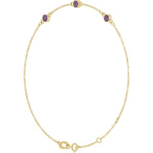 14K Yellow Gold Lab-Grown Alexandrite Bezel-Set 3-Stone 6 1/2-7 1/2" Bracelet – image 2