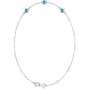Sterling Silver Natural Blue Zircon Bezel-Set 3-Stone 6 1/2-7 1/2" Bracelet – image 2